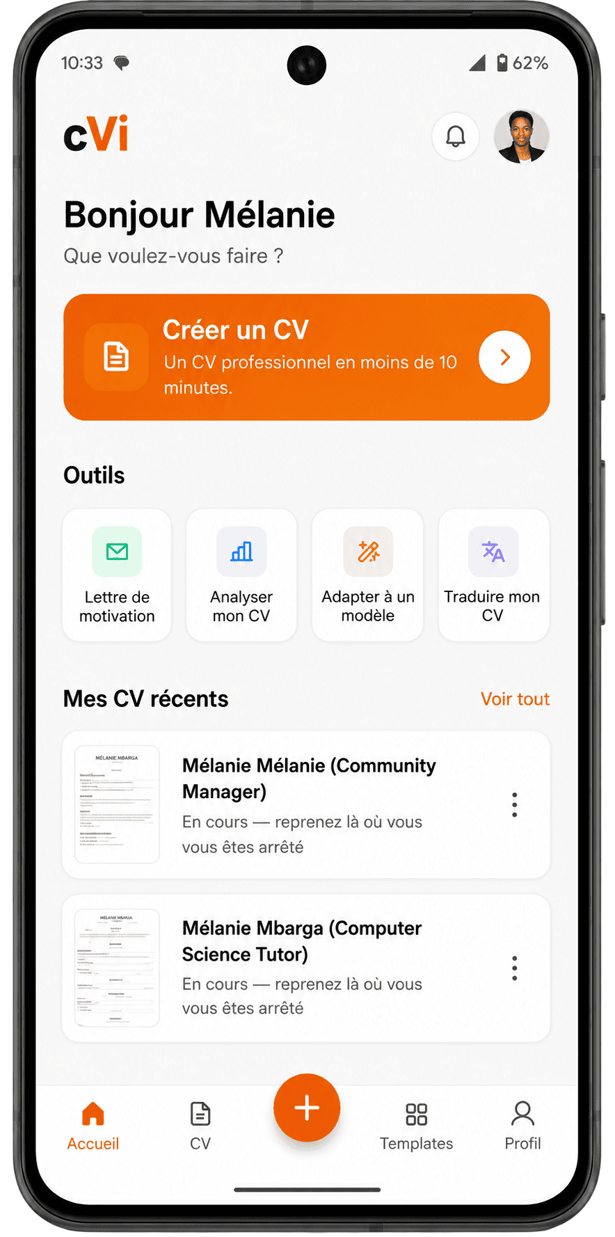 cVi — home screen